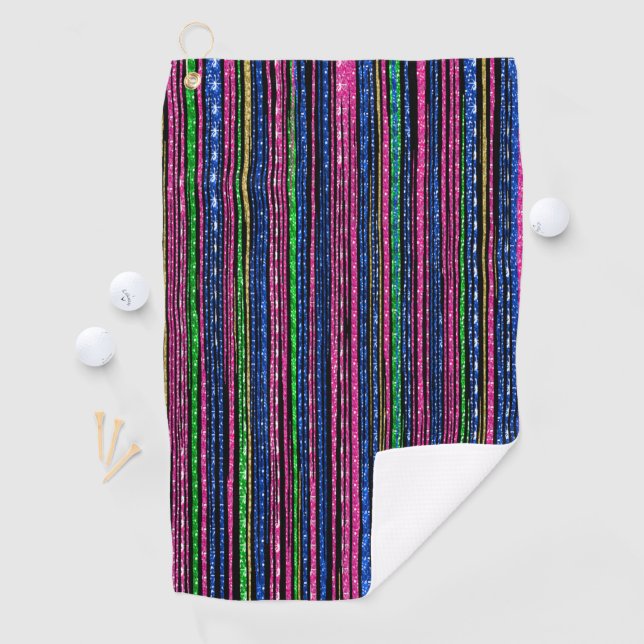 Glitz and Glam Sparkly Stripes Golf Towel (InSitu)