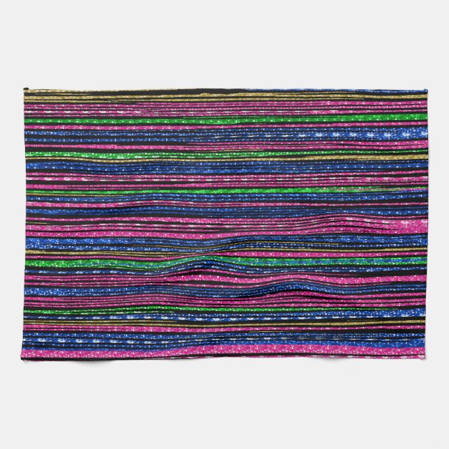 Glitz and Glam Sparkly Stripes Kitchen Towel (Horizontal)