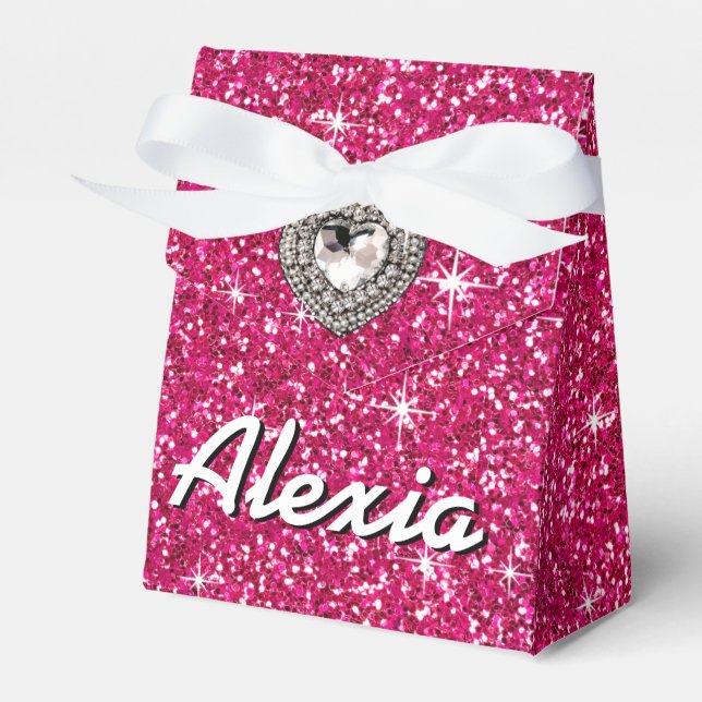 Glitz Bling Glitter Sparkle | fuchsia Favor Box (Front Side)