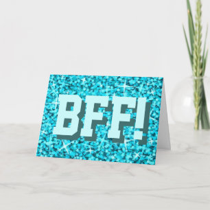 Glitz Blue 'BFF!' 'Happy Birthday' greetings card