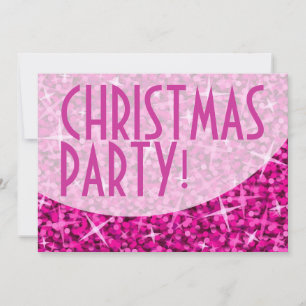 Glitz courbe rose invitation "fête de Noël"