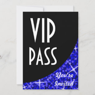 Glitz Dark Blue courbe noire invitation "VIP Pass"