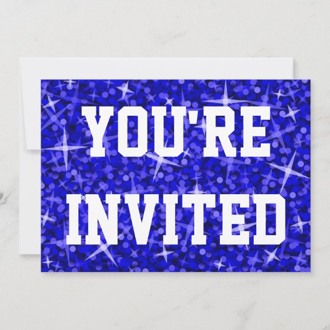 Glitz Dark Blue You're Invited white text Invitation (Front)