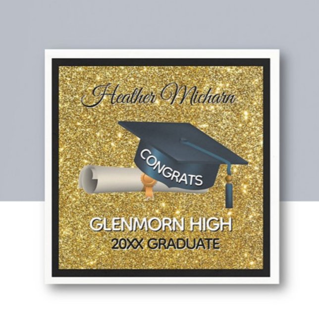 Glitz! Fun, Custom Graduation Paper Napkin (Creator Uploaded)