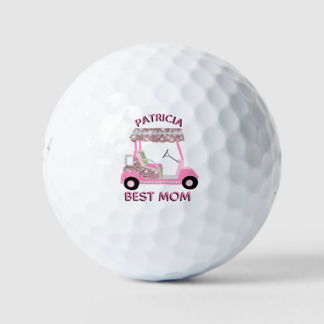Glitz Fun Glam Rose Gold Best Mom Cart    Golf Balls (Front)