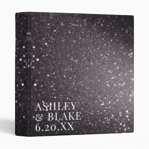 Glitz Glam Abstract Black Glitter Wedding Planner Binder