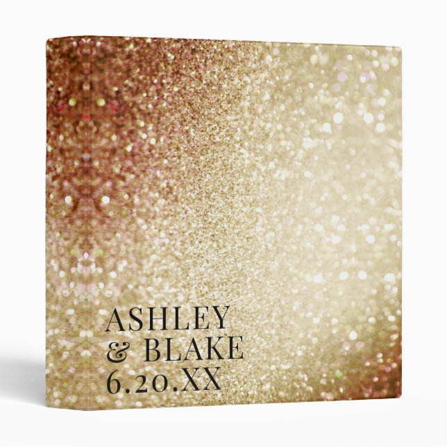 Glitz Glam Abstract Gold Glitter Wedding Planner Binder (Front/Spine)