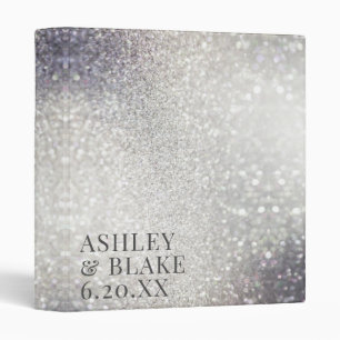 Glitz Glam Abstract Silver Glitter Wedding Planner Binder