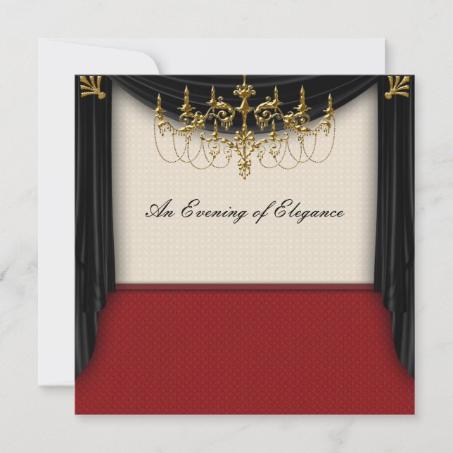 Glitz Glamour Black Tie Prom Invitations (Front)