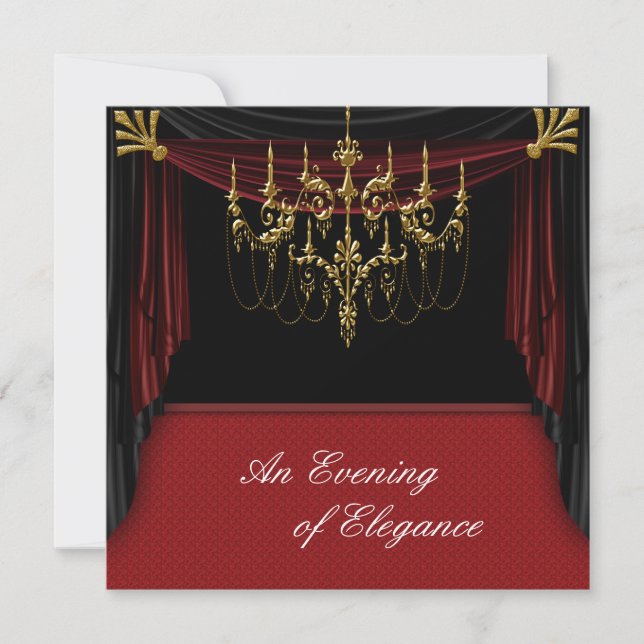 Glitz Glamour Black Tie Prom Invitations (Front)