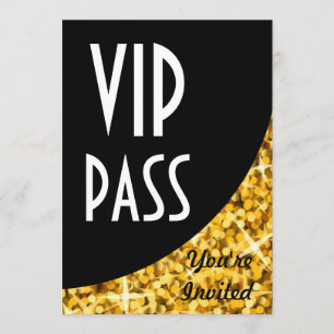 Glitz Gold" black curve "VIP Pass" invitation