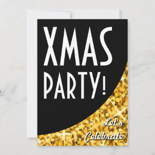 Glitz "Gold" black curve Xmas Party! invitation