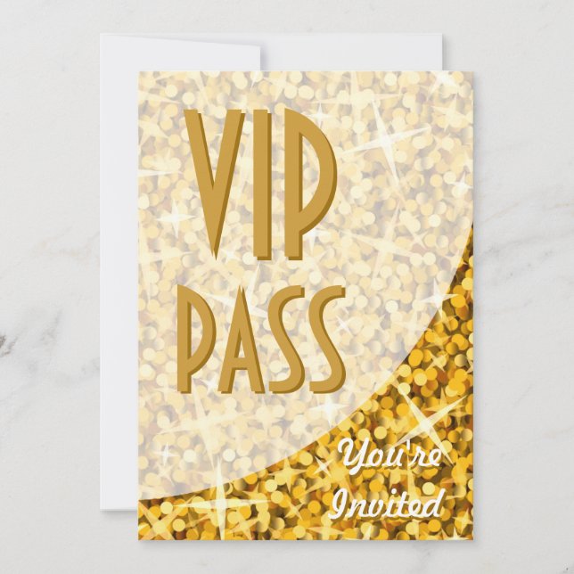 Glitz "Gold" curve "VIP Pass" invitation (Front)
