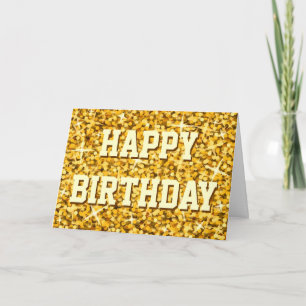 Glitz "Gold" 'Happy Birthday' front & inside text Card