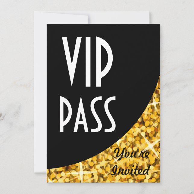 "Glitz Gold" invitation "courbe noire" "Passe VIP" (Devant)