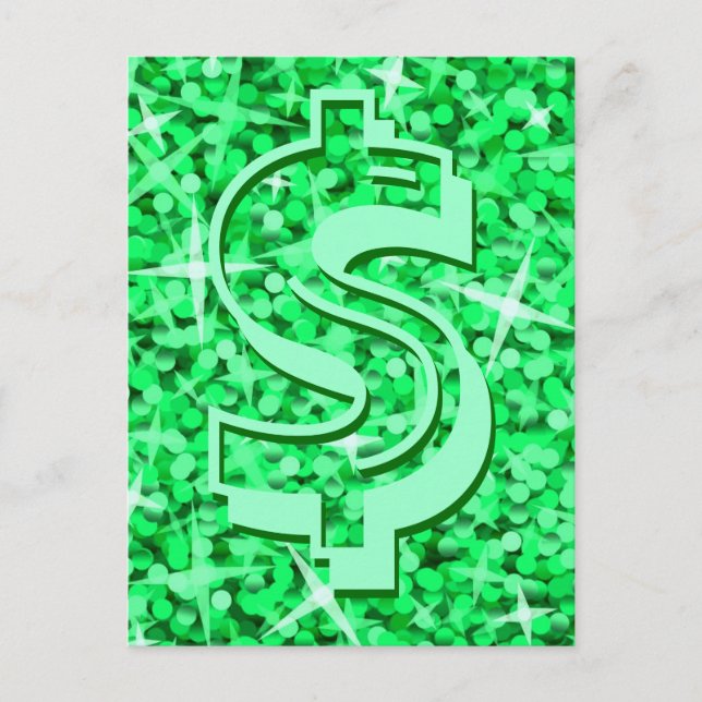 Glitz Green dollar '$' postcard (Front)