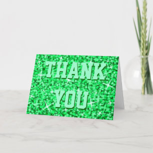 Glitz Green 'Thank You' 'Your Text' greetings card