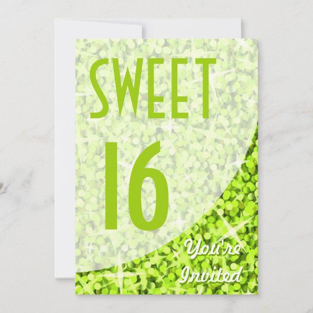 Glitz Lime courbe "Sweet 16" invitation (Devant)