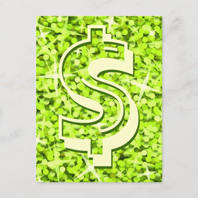 Glitz Lime dollar '$' postcard (Front)