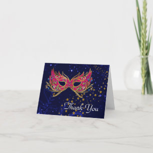 Glitz  Masquerade Sweet 16 Party Thank You Card
