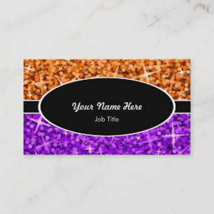 Glitz Mix Orange Purple black oval business card
