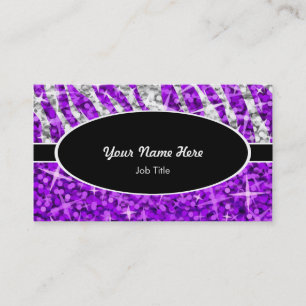 Glitz Mix Purple Zebra Purple black oval Business Card