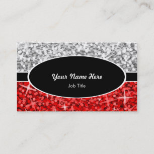 Glitz Mix "Silver" Red black oval business card