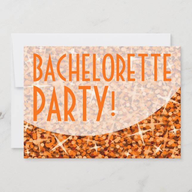 Glitz Orange curve 'Bachelorette Party!' Invitation (Front)