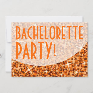Glitz Orange curve 'Bachelorette Party!' Invitation