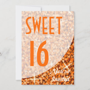 Glitz Orange curve "Sweet 16" invitation