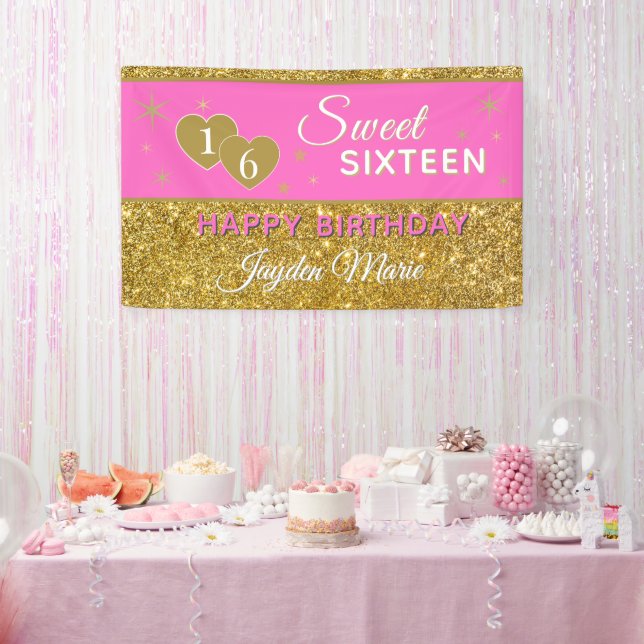 Glitz!! Personalized Sweet 16 birthday Banner (Party)