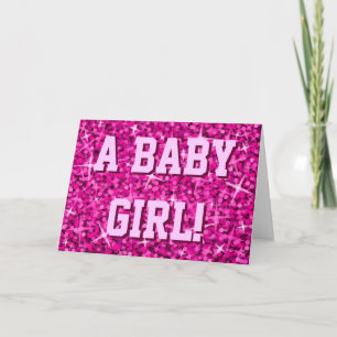 Glitz Pink 'Baby Girl' 'Congratulations!' card