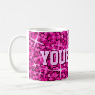 Glitz Pink imprimer tasse 'votre texte'