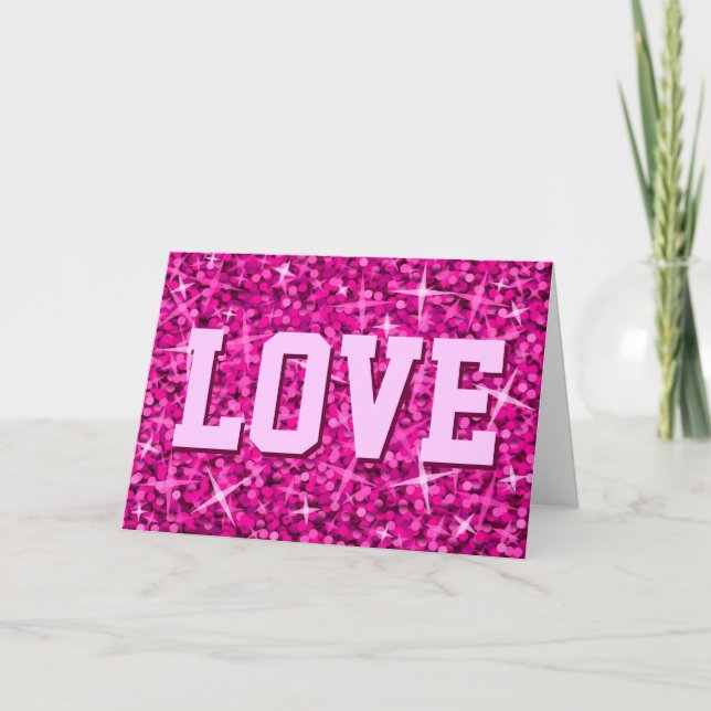 Glitz Pink 'LOVE' 'Valentine's day' card (Front)