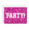 Glitz Pink 'Party!' invitation white text