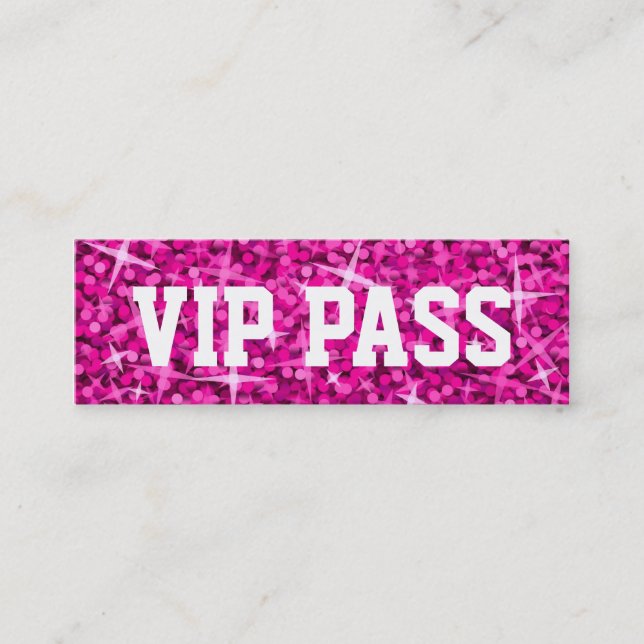 Glitz Pink 'VIP PASS' business card skinny (Front)