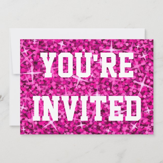 Glitz Pink Vous êtes invité invitation texte blanc (Devant)