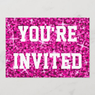 Glitz Pink You're Invited invitation white text