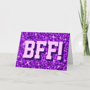 Glitz Purple 'BFF!' 'Your Text' greetings card
