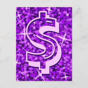 Glitz Purple dollar '$' postcard