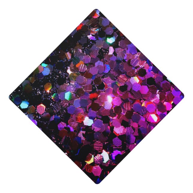 Glitz Purple Glitter Design Graduation Cap Topper (Front)