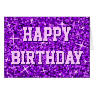 Glitz Purple 'Happy Birthday' front & inside text