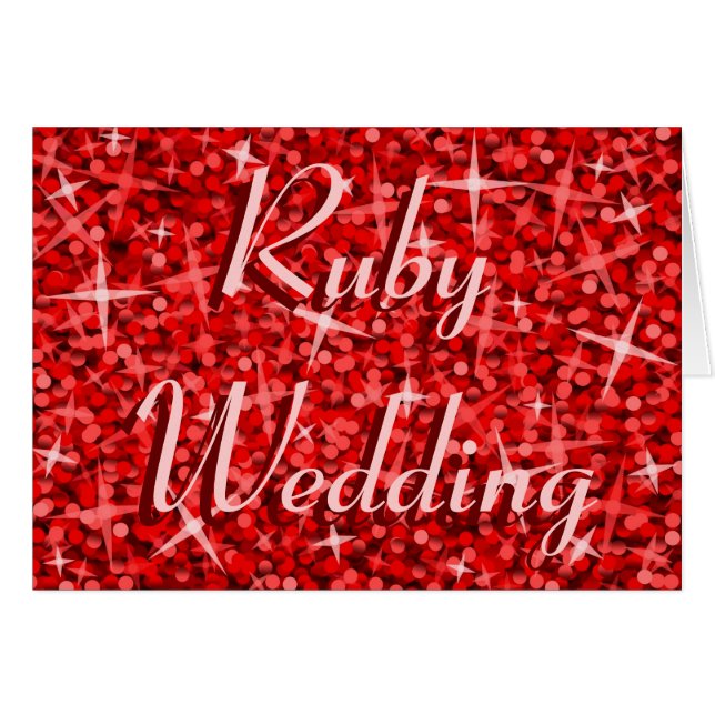 Glitz Red 'Ruby Wedding' card (Front Horizontal)