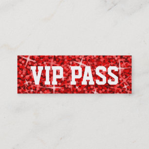 Glitz Red 'VIP PASS' business card skinny