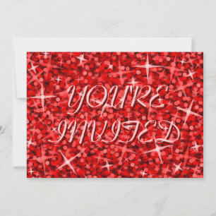 Glitz Red 'Vous êtes invité' invitation texte rose