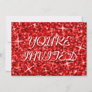 Glitz Red 'You're Invited' invitation Christmas