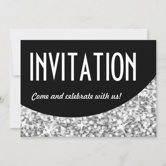 Glitz "Silver" black curve 'Invitation' invitation (Front)