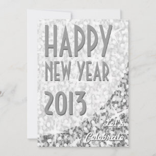 Glitz "Silver" curve "Happy New Year" invitation