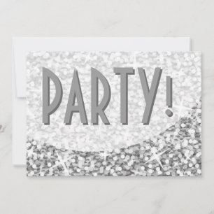 Glitz "Silver" curve 'Party!' invitation