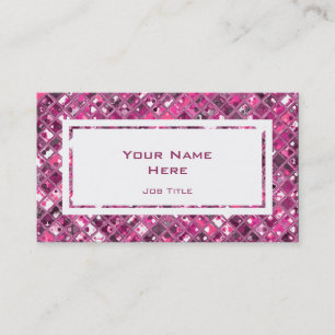 Glitz Tiles Hot Pink 1  white rectangle Business Card